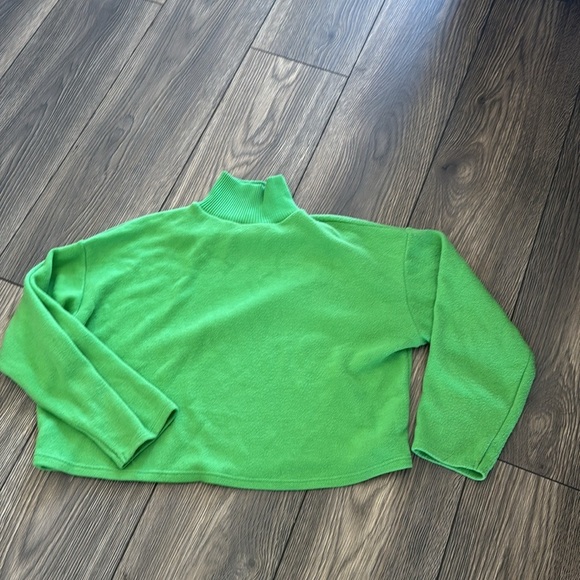 Zara Bright Green Knit crop Sweater long sleeve - Picture 9 of 10